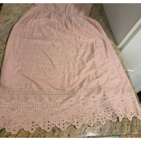 Old Navy Boho Embroidered Eyelet Cotton Midi Dress Size M Pink Blushin up - Picture 15 of 16